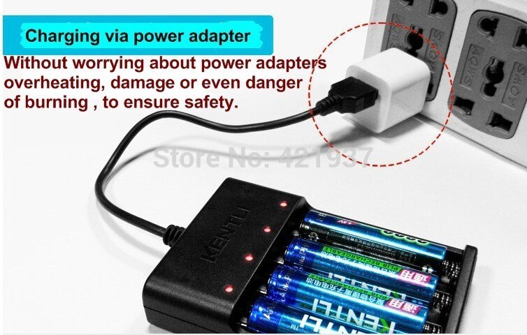 KENTLI 4 slots USB battery charger for KENTLI 1.5v AA lithium rechargeable battery