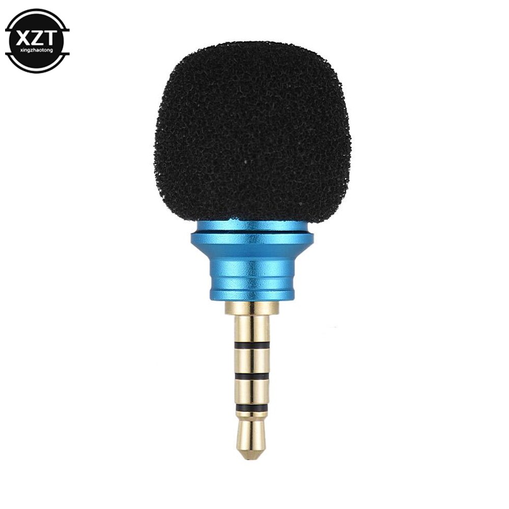 3.5mm jack mini mikrofon bærbar lille 3.5 jack mikrofon optager til bærbar smartphone smartphone android telefon metal mikrofon 4 polet pin: Blå