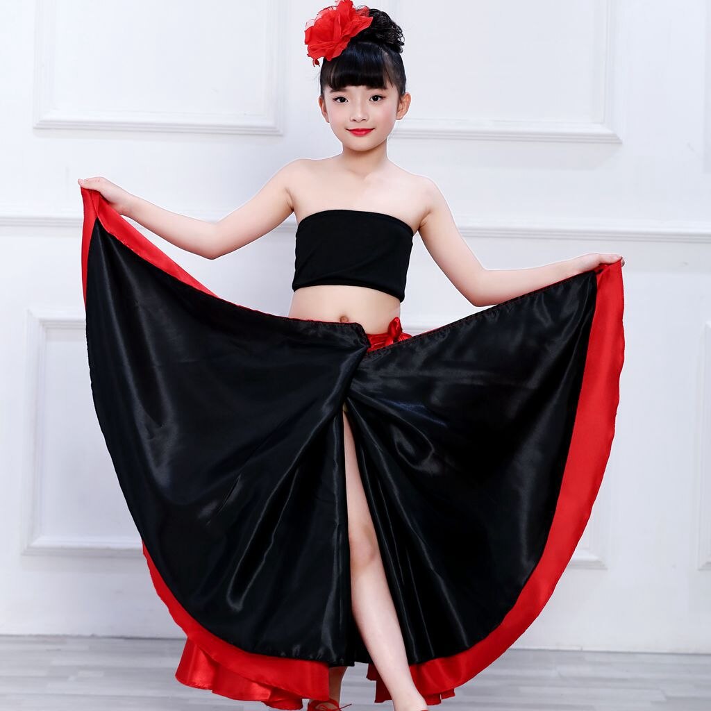 Faldas flamencas para niñas trajes de danza española falda de danza del vientre 540 grados