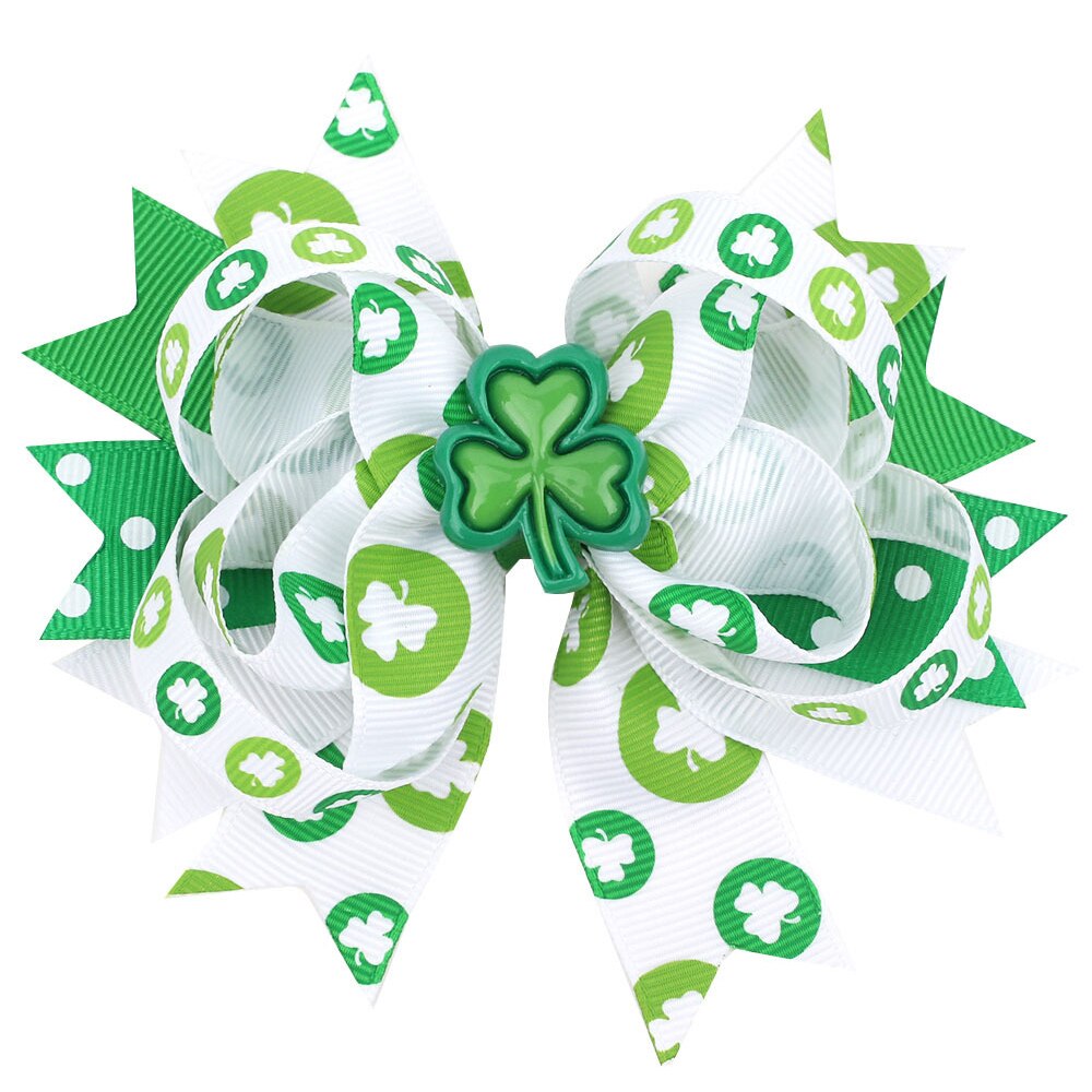 St. Patrick's Day Hair Bows Clips Irish Green Shamrock Clover Hair Barrettes St Patrick's Day Party Decorations Kids Party Favor