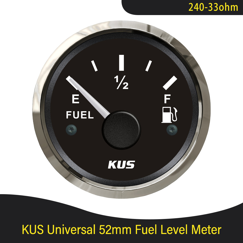 KUS 52mm 0-190 ohm 240-33 ohm Boat Fuel Level Gauge Waterproof Car Fuel Gauge with Red/Yellow Backlight fit Car Motorcycle Boat: 240-33ohm-BS