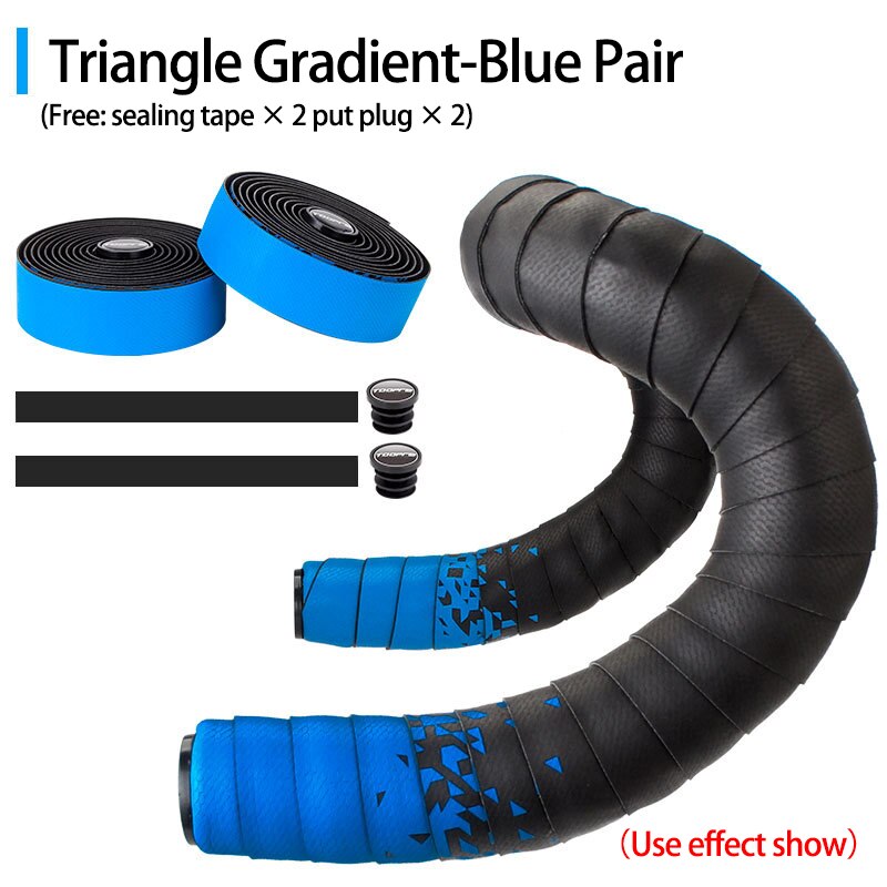 Stuurlint Racefiets Grip Eva Pu Bar Tape Professionele Fietsen Demping Anti-Vibratie Wrap Met 2 Bar Plug fiets Accessoires: Blue Fade