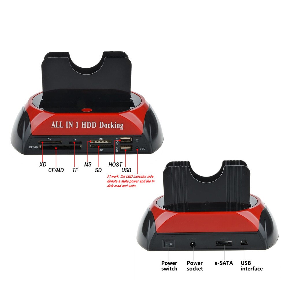 All in 1 Hdd Docking Station eSATA to USB 2.0/3.0 Adapter For 2.5/3.5 Hard Disk Drive Docking Station Hard Enclosure US/UK/EU/AU