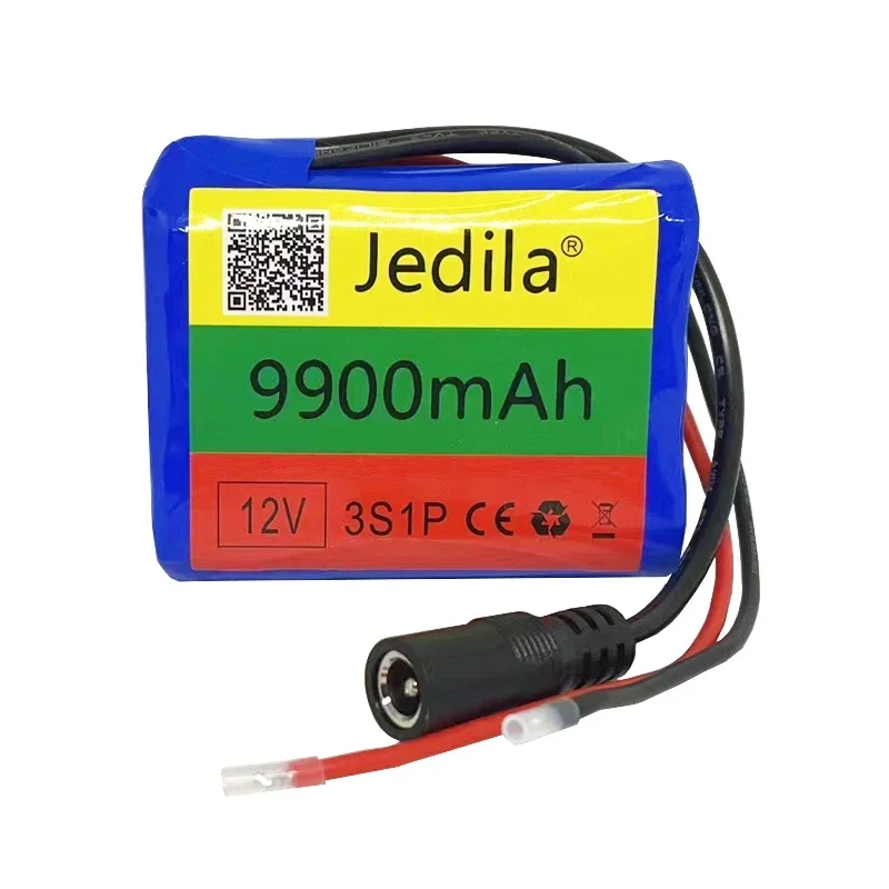 100% 12V 9900mAh 3S1P Lithium battery 18650 Lithium battery pack protection board rechargeable. 12.6V1A charger