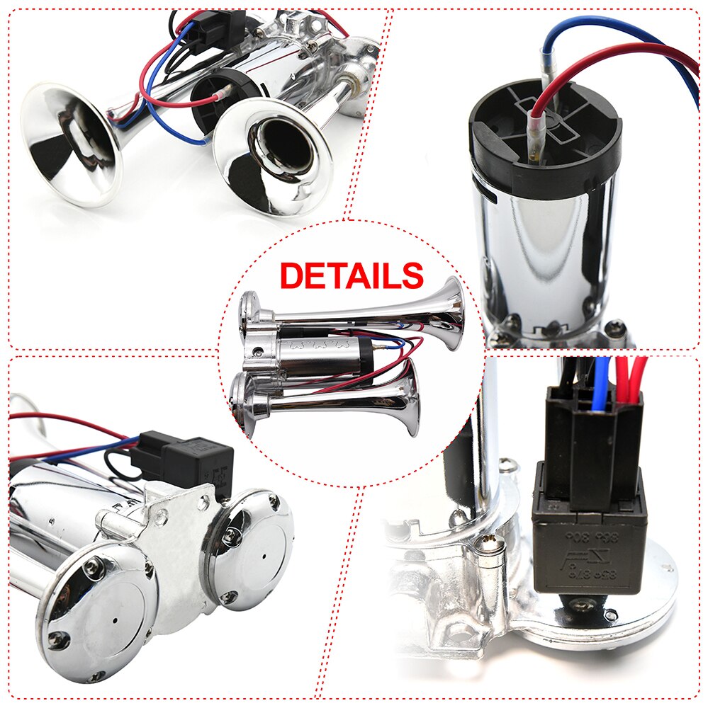Compressore a tromba universale a doppio tono per auto a doppio tono universale 12V con fili e relè per camion per barche per auto moto