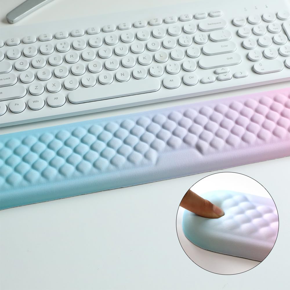 Ergonomisk håndledsstøtte til tastatur og mus, pude i memory foam, slidstærk, skridsikker, blød lycra-støtte for komfortabel skrivning