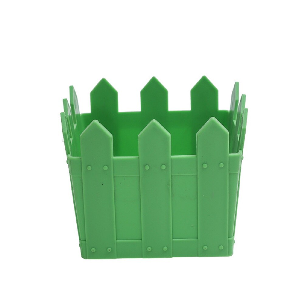 1Pcs Wooden trough flower pots gardening decoration succulent flower pot resin plastic small flower pot: Green
