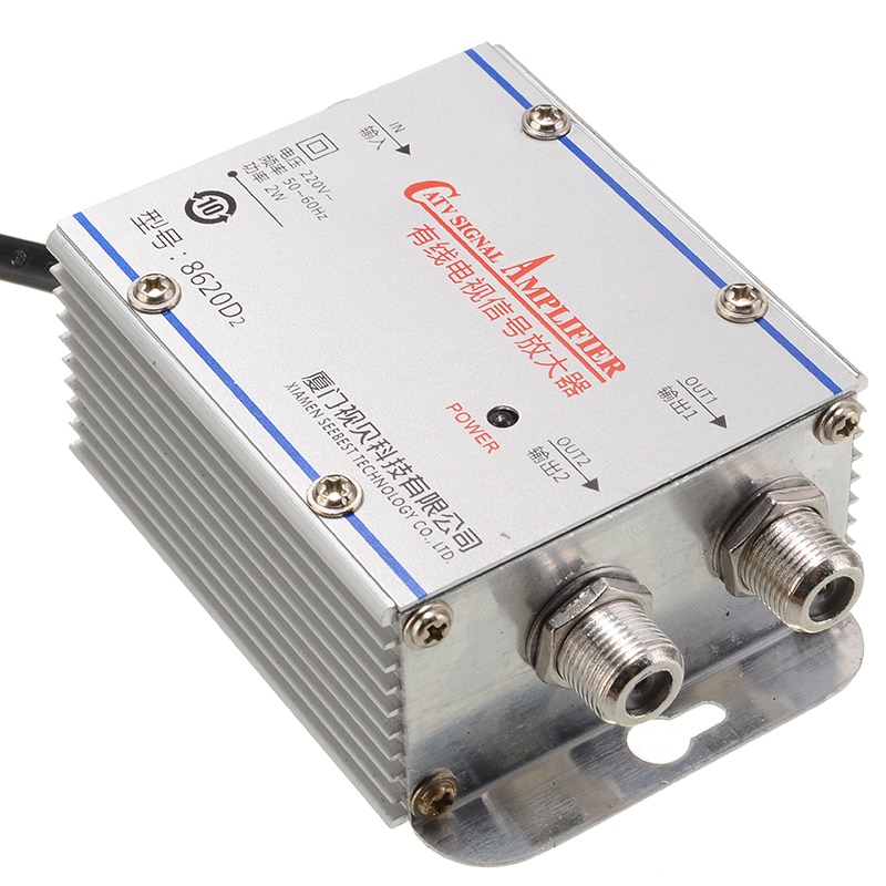 220V 2 Way CATV Cable TV Signal Amplifier 45-860 MHz AMP Antenna Booster Splitter Set Broadband Home TV Equipment