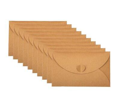 50 Pcs Handmade Mini Card Cute Post Card Heart Clasp Kraft Paper Envelopes Shining Colorful Envelopes Envelope Holders: Gold