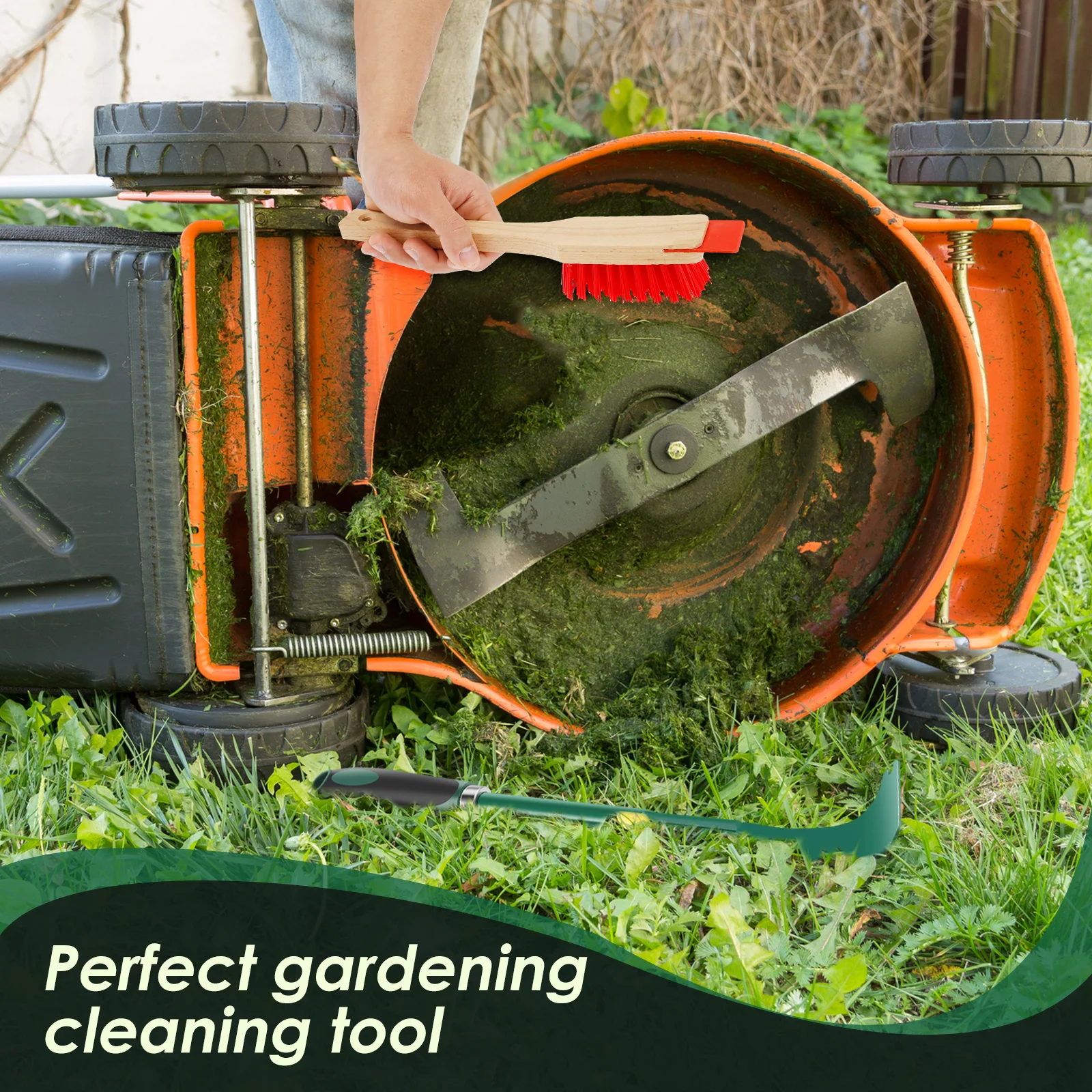 Maaier Dek Schraper Dek Cleaner Tool met Stijve Borstel Grasmaaier Longhandle Onderhoud Schraper Reinigingsgereedschap voor Tuin