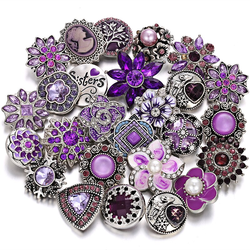10pcs/lot 18mm Snap Jewelry Mix Many Styles 18mm Metal Snap buttons buttons Rhinestone Snaps Jewelry Bracelet