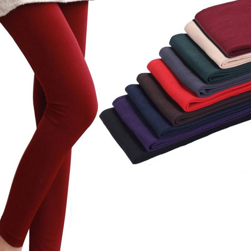 Leggins gruesos de terciopelo para mujer, leggins a la altura del tobillo para mantener el calor, Color sólido, cintura alta, Leggings de talla grande, ropa barata de China