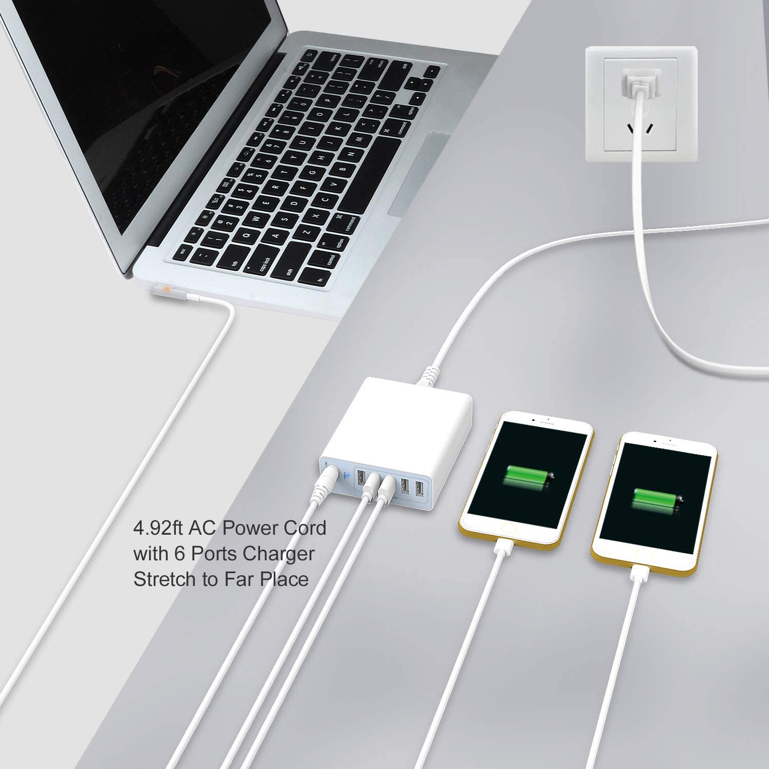 85W Charger for MacBook Pro 15 17 A1286 A1211 For Magnetic 1 L- Tip A1290 A1297 A1226 A1175Power Adapter w/ 5USB Ports