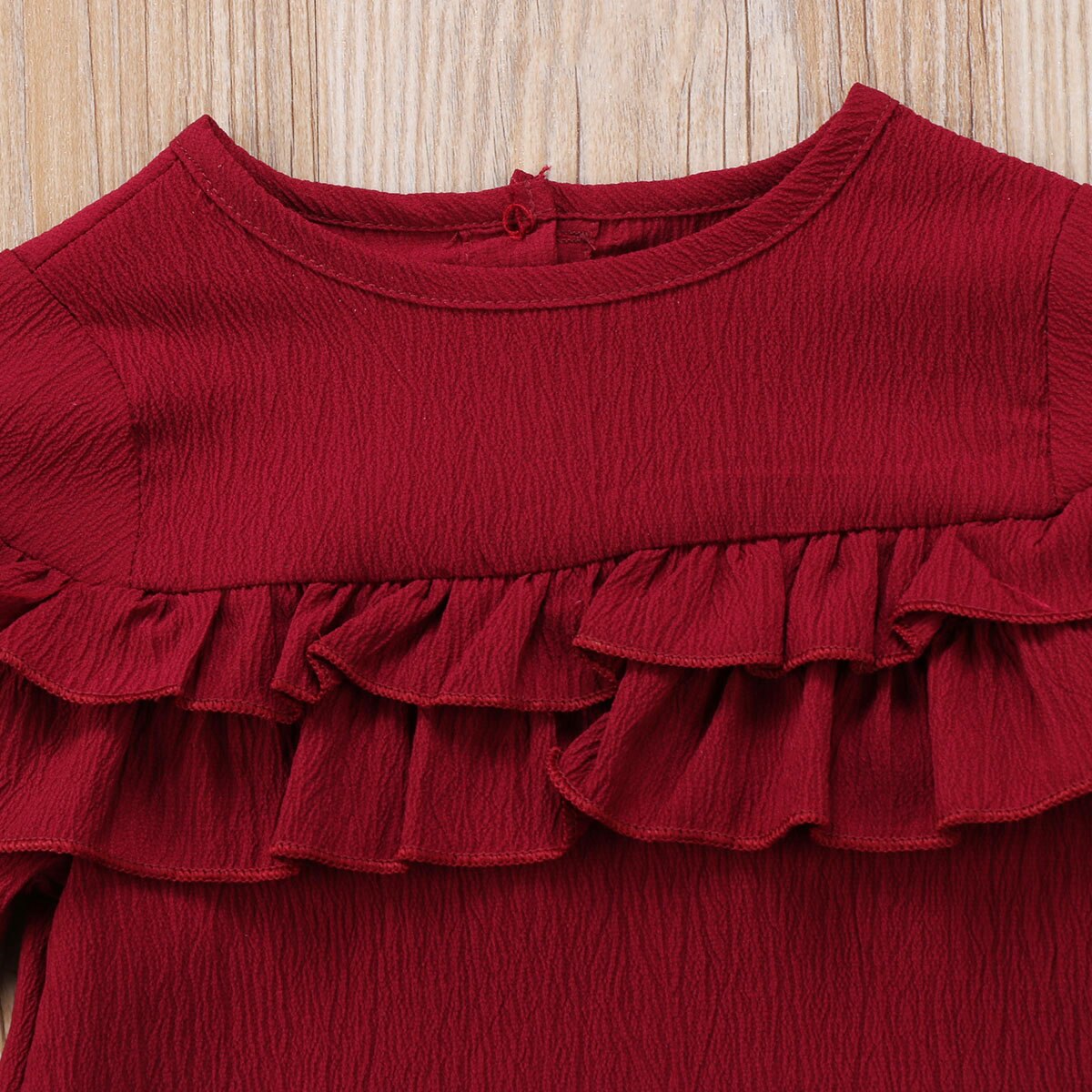 Del Bambino Del Bambino Della Ragazza Del Capretto Balza Camicia a Maniche Lunghe O-Collo Magliette E Camicette Camicetta Vestiti Della Camicia 3 Colori