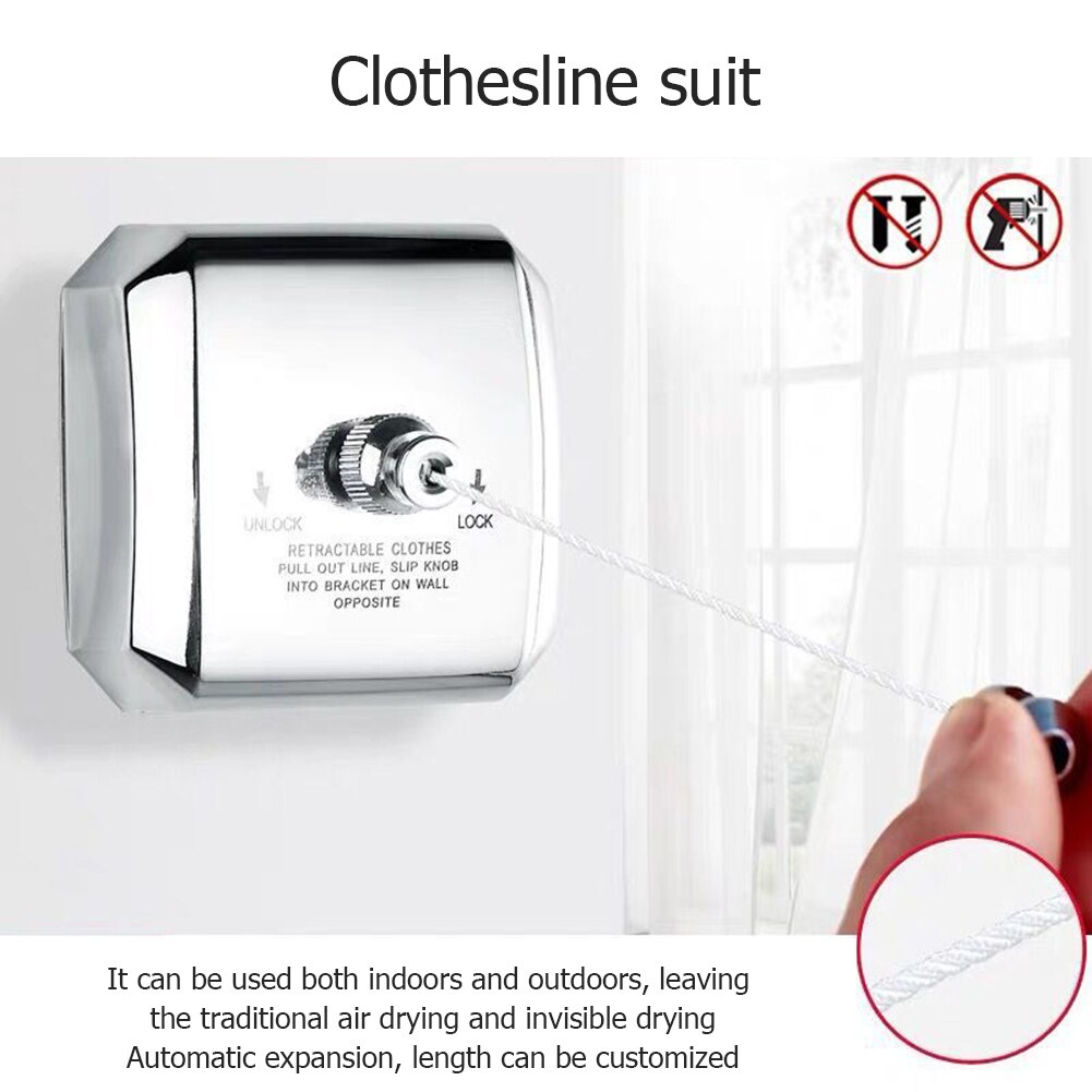Practical Clothes Hangers Adjustable Wall Mounted Clothes Drying Rack Invisible Clothesline Laundry Storage Tool for Balcony