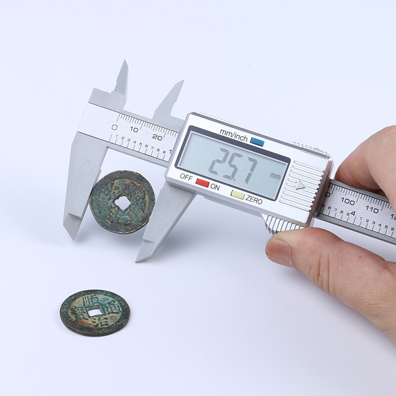 Calibrador Vernier de 0 a 150mm, herramienta de medición de 6 pulgadas, Micrómetro de regla de fibra de carbono electrónica Digital LCD de plástico
