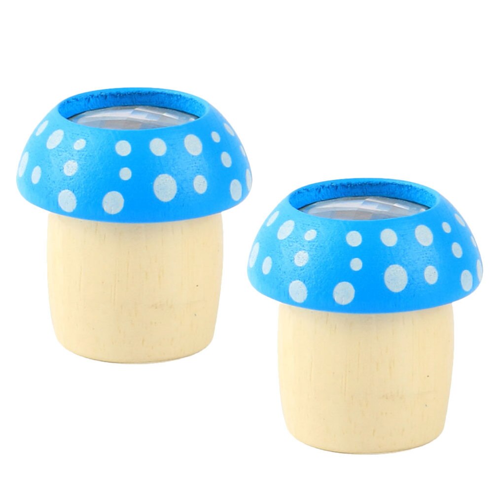 2PCS Kaleidoscopes Wooden Mushroom Polygon Prism Smooth Polished Kaleidoscope Educational Prop (Red): Blue