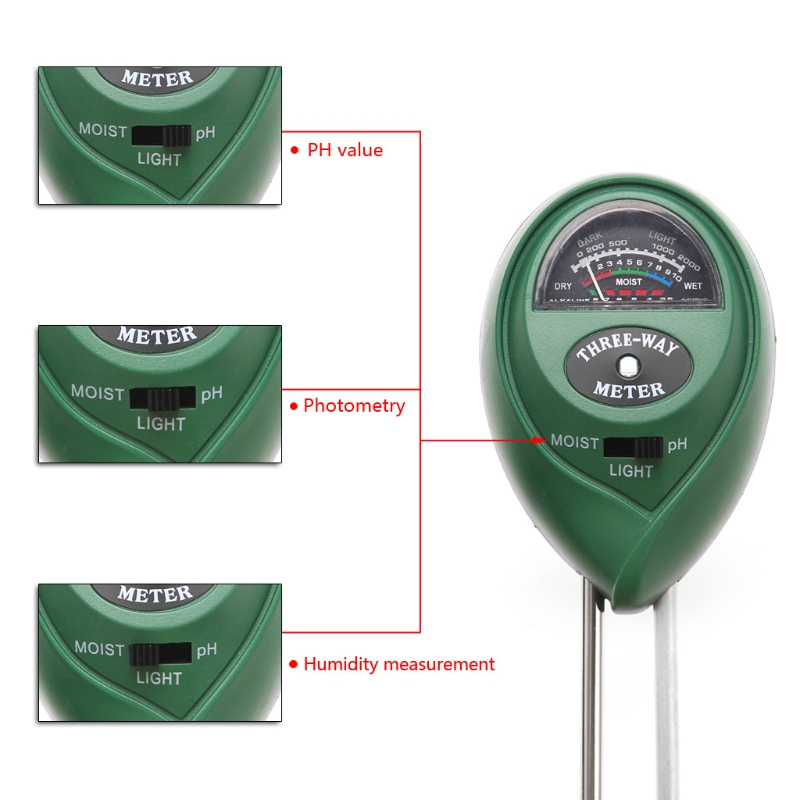 3 in1 Blumen Anlage Boden PH Tester Feuchtigkeit Licht Meter hydrokultur Analyzer