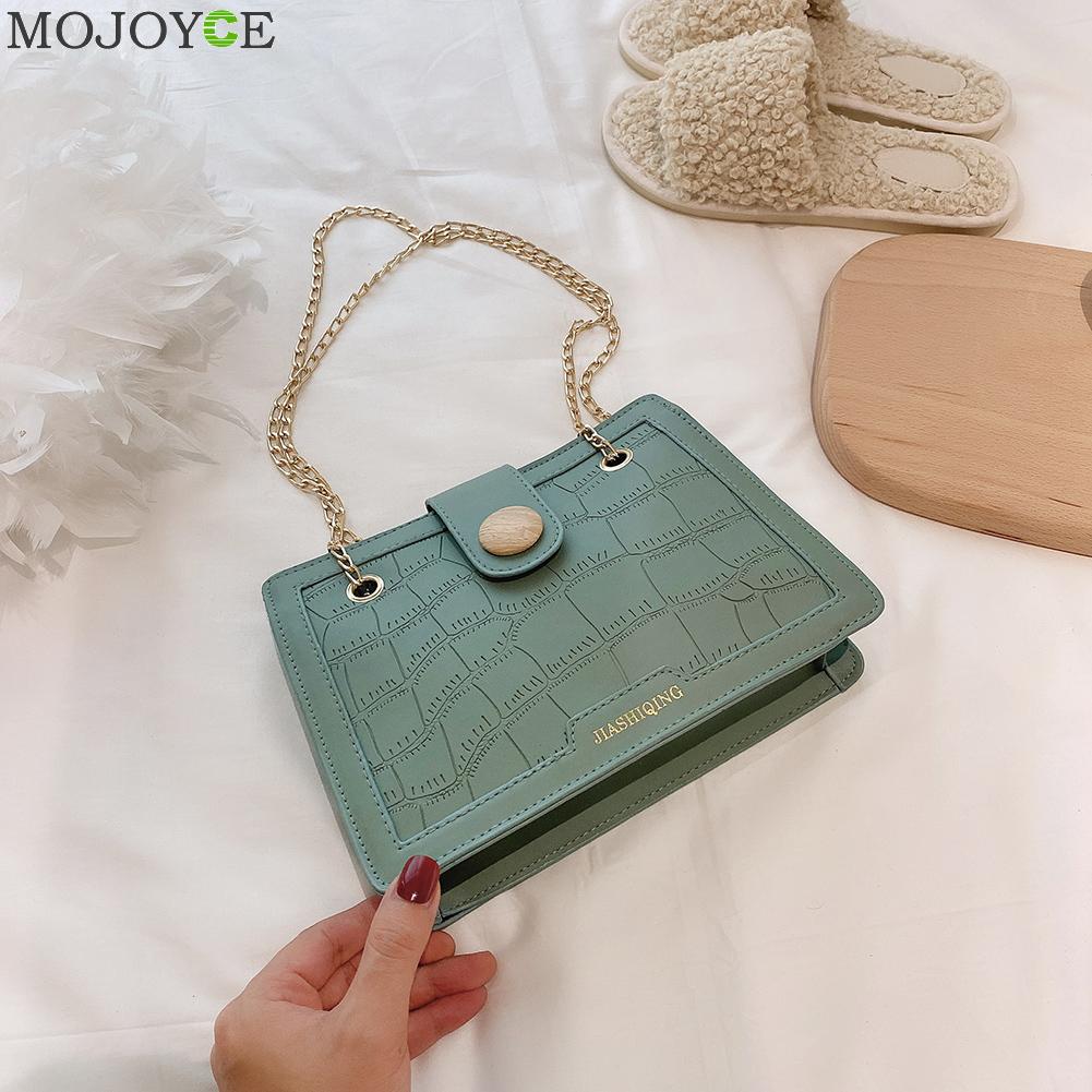 Alligator Patroon Pu Lederen Crossbody Tas Vrouwen Casual Schouder Handtas Effen Kleur Chain Satchel Voor Dames Meisje: green