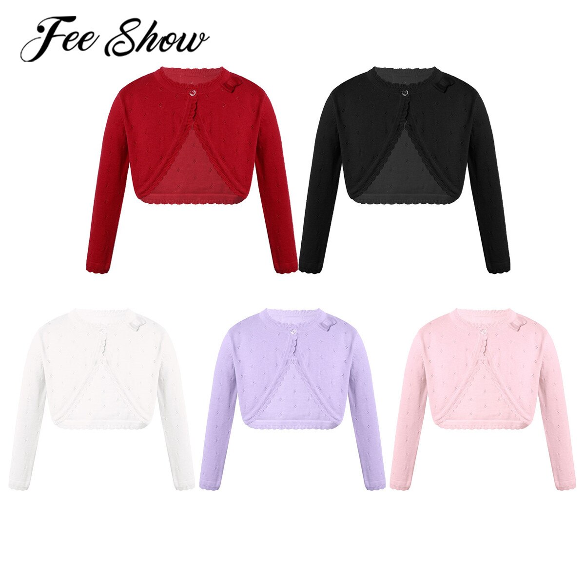 Spring Autumn Girls Knitted Cardigan Knitting Coats Wedding Party Flower Girls Jackets Kids Wrap Princess Boleros Shrug Shawl