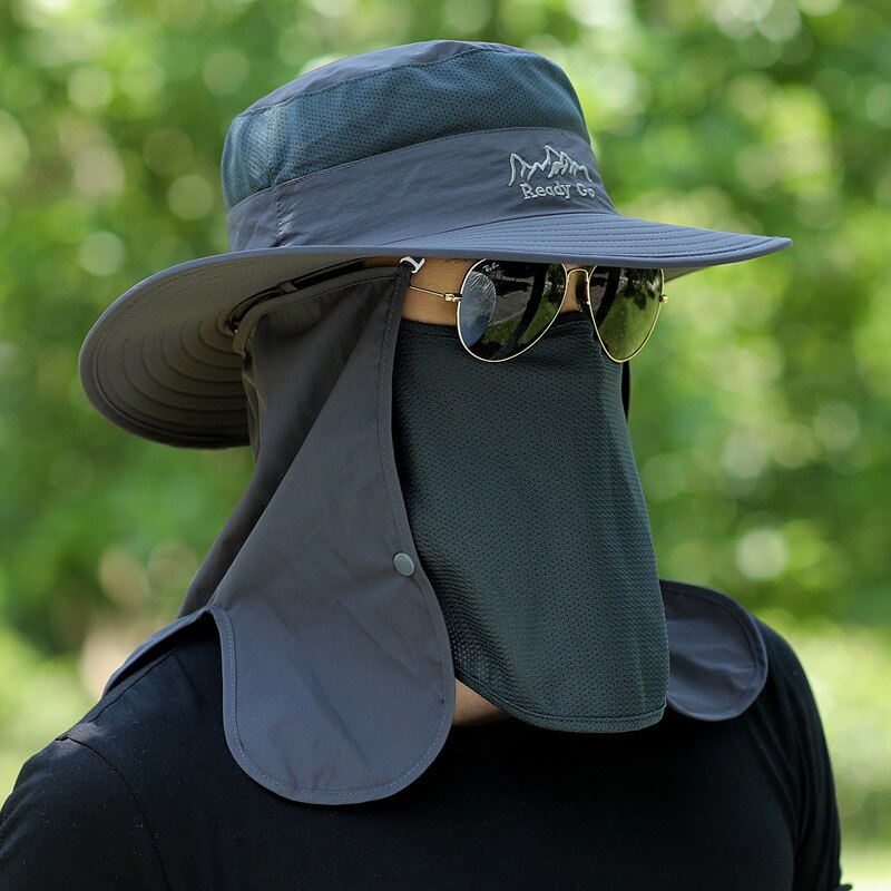 Outdoor visserspet voor heren, bestand tegen de zon, in de zomer: Donkergrijs