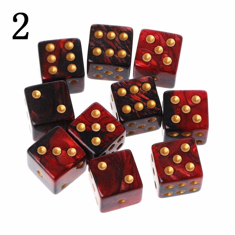 10 pcs 15mm Multicolor Contas de Acrílico Cubo Dados de Seis Lados Portátil Jogos de Mesa Brinquedo