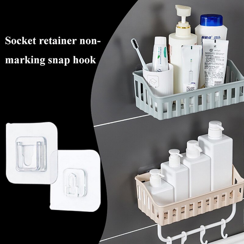 1 Pair Double Sided Wall Adhesive Hook Paste Plug Socket Holder Cable Storage Plug Fixing Organize Seamles Waterproof Reusable