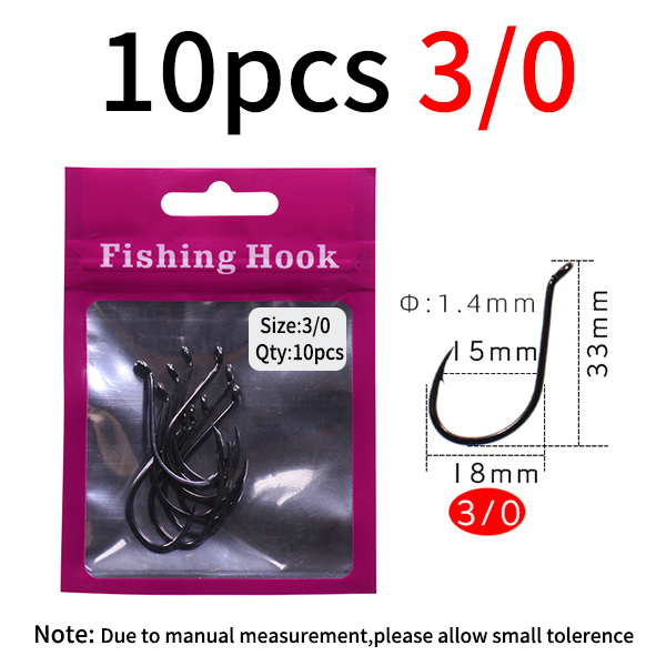Lionriver 10 stks/zak 3/0-8/0 Octopus Snavel Koolstofstaal Offset Vishaak Zoutwatervissen Livebait/Snapper Rig Haak: WHITE