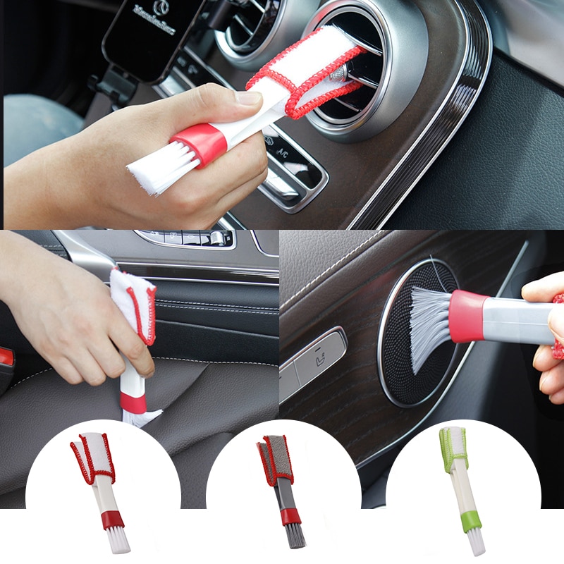 1pcs 2 In 1Car Brush Cleaning Tool Car Detailing Cleaning Car Air-conditioner Outlet Multi-purpose Brush Car Cleaning Tools