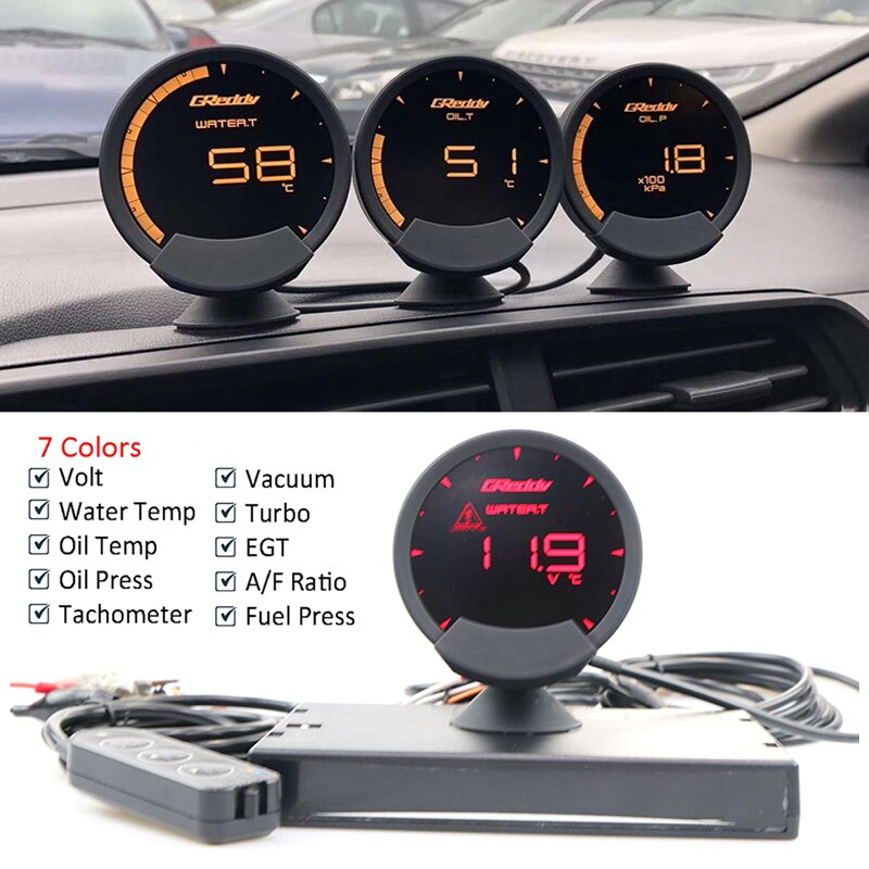 Obd Meter Lcd 74mm Turbo Speed Volts Water Oil Temp Fuel Pressure Rpm Air Fuel Ratio With Sensor