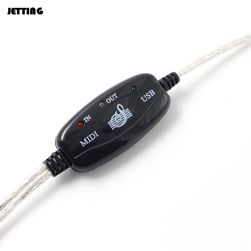 Black MIDI to USB Interface Cable Adapter for Keyboard Electronic Drum Music Create