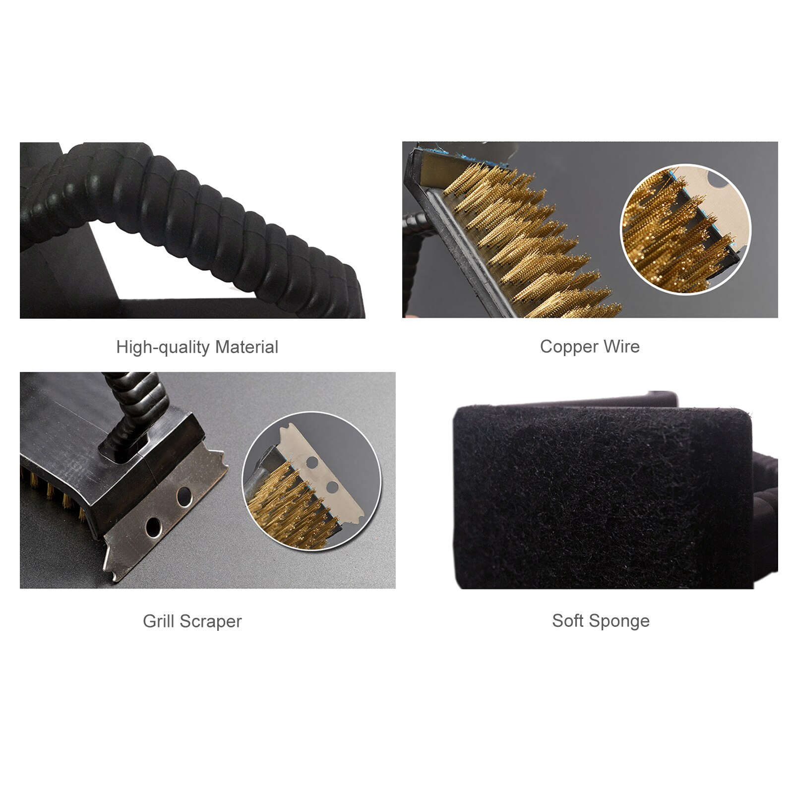Brosse de nettoyage pour Barbecue, grattoir, éponge, multifonction, pour charbon de bois, gaz, porcelaine