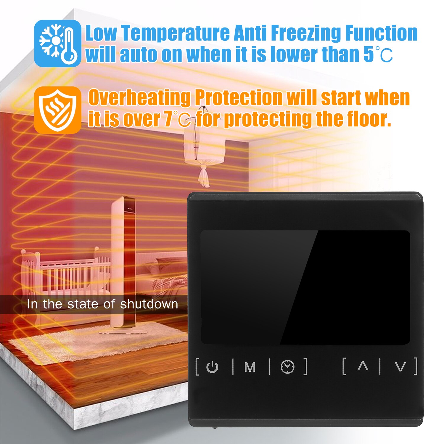 Smart Touchscreen Thermostat for Home Programmable Electric Water Heating System Thermoregulator 85-250V Temperature Controller