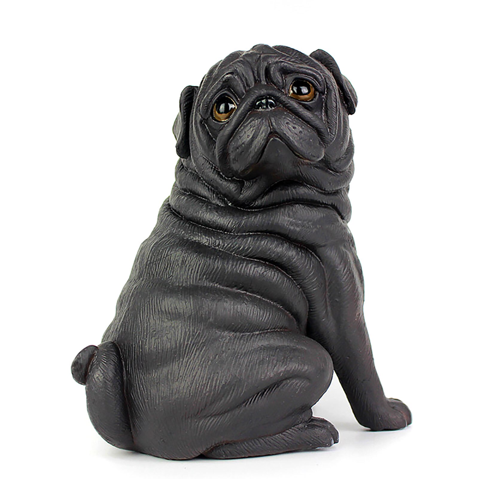 Realistische Herbruikbare Plastic Kunstmatige Pug Hond Model Standbeeld Leuke Voor Home Office Decor Collectible Tt-Best