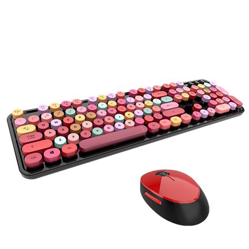 KuWFi Bezprzewodowa Klawiatura i Mysz 2.4GHz - 1600 DPI Ergonomiczny Bluetooth do Domowego Biura: Czerwony