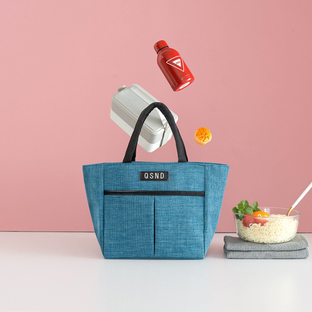 Waterproof Lunch Box Bag Portable Insulated Canvas Tote Thermal Food Picnic Women Kid Cooler Bag