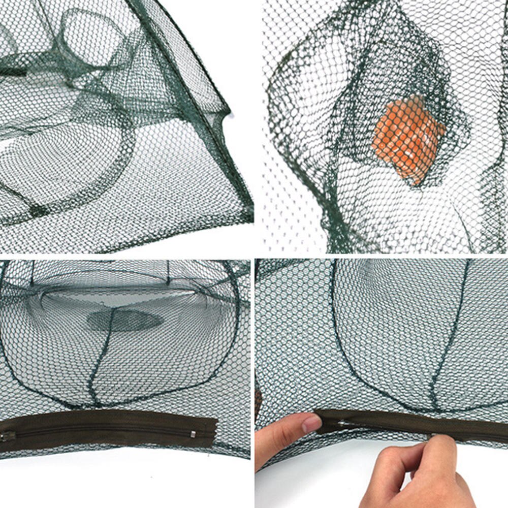 4/6/8 Holes Automatic Fishing Net Nylon Foldable Catch Fish Trap for Fishes Shrimp Minnows Crab Cast Mesh Fishing Net