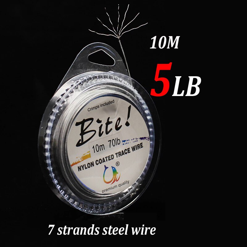 10M 7 Strands Braided Stainless Wire Fishing Line Rigging Material Leader Coating Jigging Wire For Freshwater and Sea Fishing: 5LB