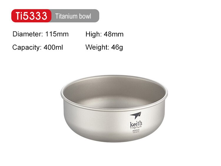 Keith al aire libre de titanio de Pan de Camping senderismo cubiertos para escalada de utensilios de cocina de 300ml-900ml: Ti5333