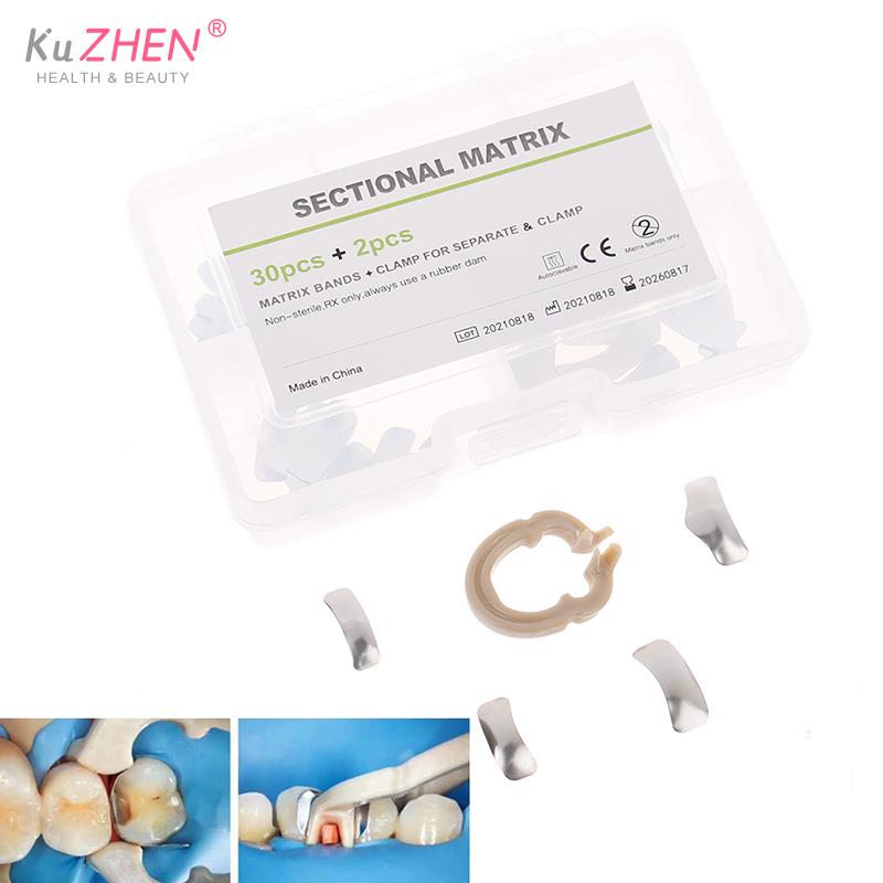 Sistema de matriz seccional Dental, banda de matriz seccional Dental, sujeción de resina/anillo separado, herramientas de dentista, 32 unids/set por juego