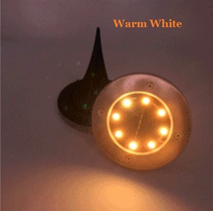 LED solaire lumière de pelouse lampe extérieure colorée 8LED s enterré éclairage souterrain étanche jardin/paysage/patio/rue/canal: 8LEDs Warm White