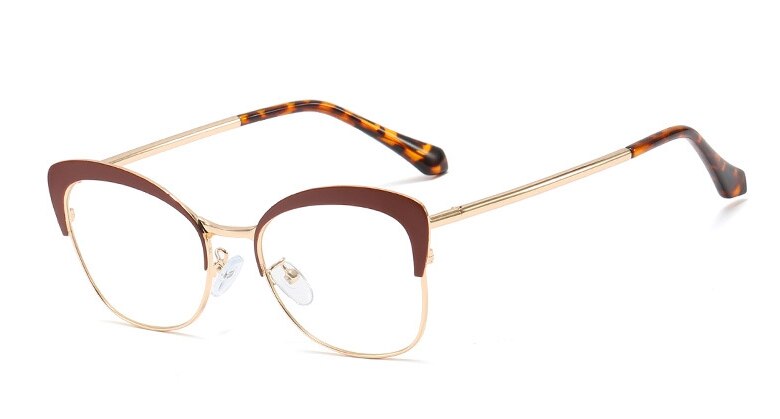 45889 Cat Eye Wenkbrauw Frame Glazen Frames Mannen Vrouwen Optische Mode Computer Bril: C13Brown