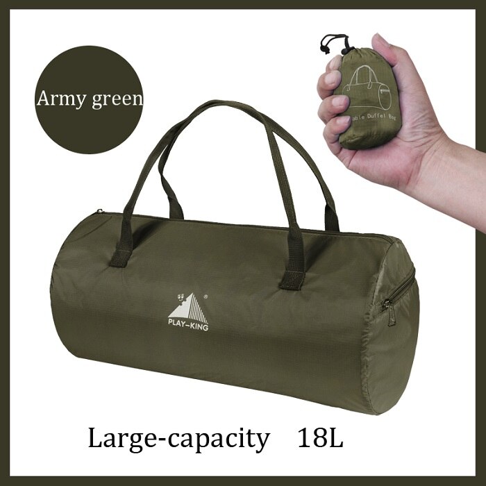 Sport træning gym taske foldning nylon vandtætte tasker til bærbar stor kapacitet udendørs sports taske til mænd kvinder sport taske: Militærgrøn