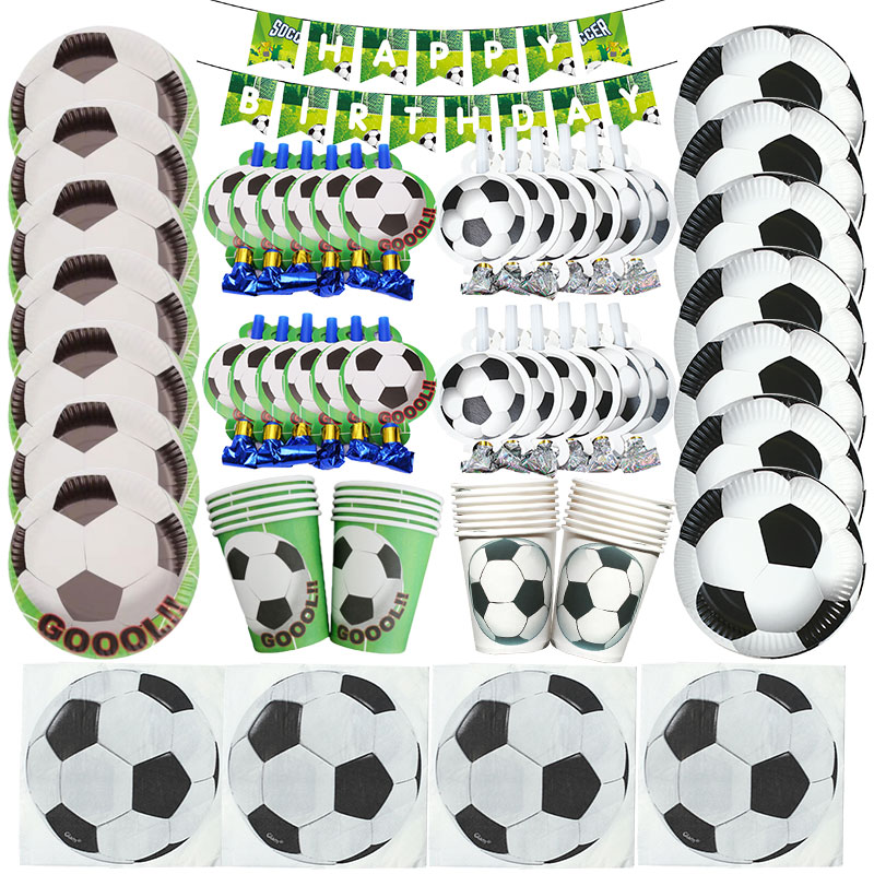 Football Birthday Decorations Children's Soccer Party Decor Supplies Tableware Plates Cups Balloon Tablecloth Backdrop Banner