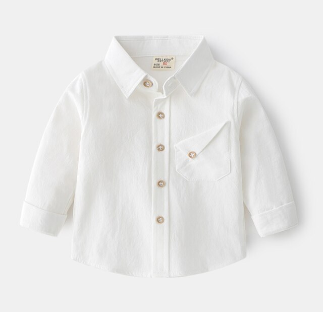 Pour garçons Chemise à manches longues Printemps Bébé Garçons Haut En Coton Dessin Animé Animal Chemise Bébé Printemps Revers chemise Enfant Blouse30: WHITE / 7T