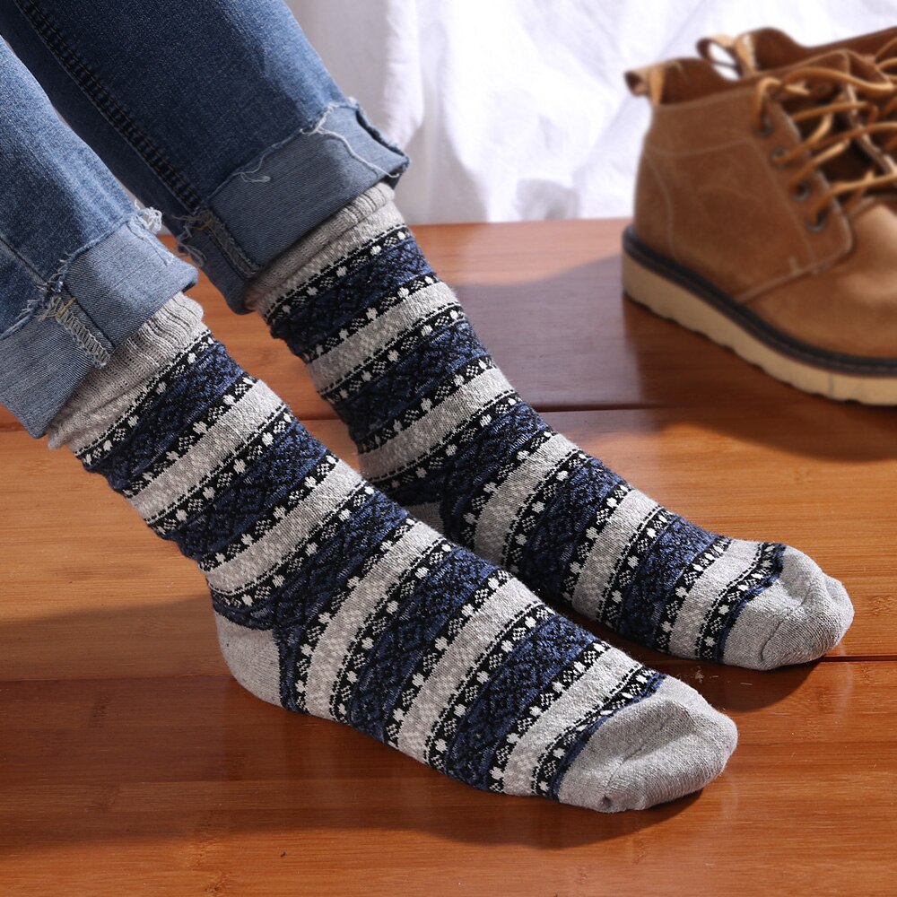 1 par herre harajuku stil bløde tykke kashmir afslappede sokker kanin uld blanding garn varm vinter behagelige sokker