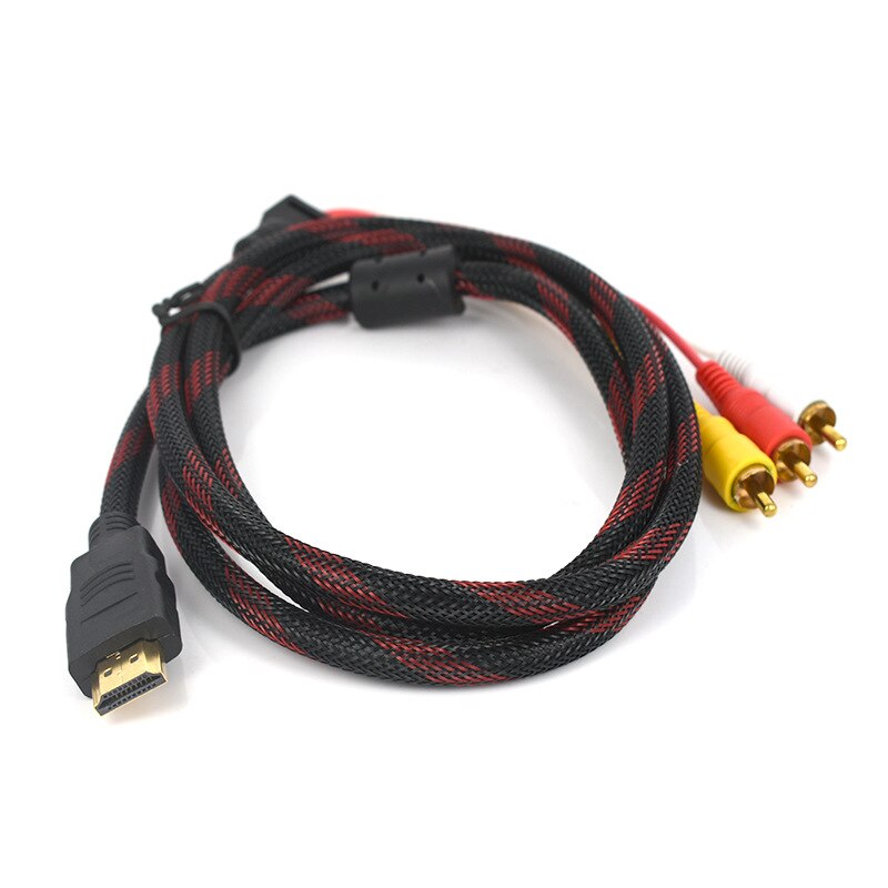 1.5m1080P HDTV HDMI-compatible Male To 3 RCA Audio Video AV Cable Cord Adapter Converter Connector Component Cable for HDTV