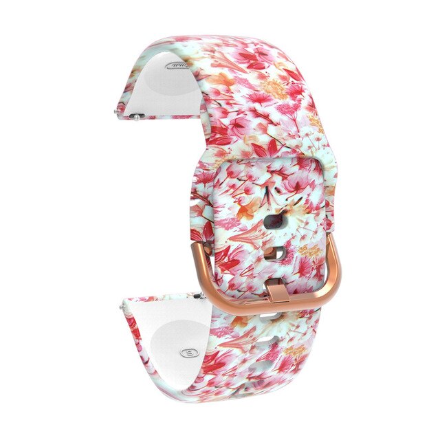 20Mm Siliconen Bloemen Bloem Band Voor Samsung Galaxy Horloge Actieve 42Mm Gear Sport S2 Amazfit Armband Band Strap correa Horlogeband: Zilver geel