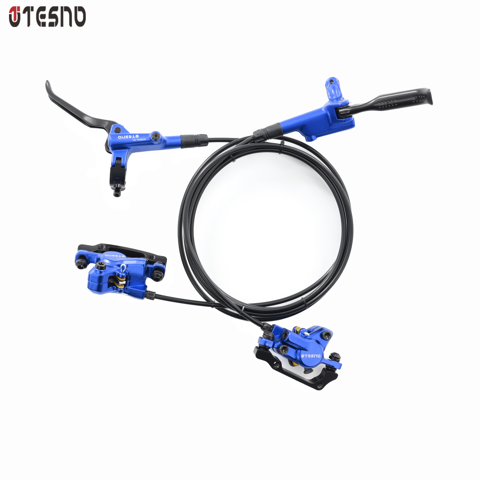 TESNO-freno de disco hidráulico para bicicleta de montaña, piezas de 2 pistones, accesorios de bicicleta, pinza de Rotor de 160mm, juego de frenos de aceite delanteros y traseros de 1000mm y 1800mm
