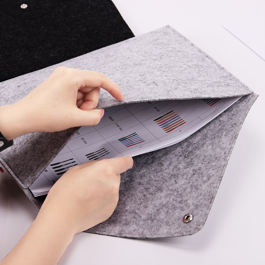 Simple Solid A4 Big Capacity Document Bag Business Briefcase File Folders Chemical Felt Filing Products Student